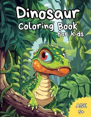 Dinosaur Coloring Book for Kids: 40 fun dino designs to color for kids, boys and girls 5+