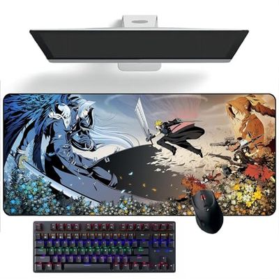 ZEKYGPP Tapis de souris Anime Final Fantasy Anime Tapis de souris Tapis de bureau Tapis de clavier Grand tapis de souris Tapis de souris en caoutchouc 400 mm x 900 mm x 3 mm