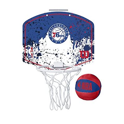 Wilson Minicanestro da Basket NBA TEAM MINI HOOP, Plastica, Bianco/Blu (Philadelphia 76ers)