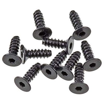 Zeskant schroefdraadboor platte kop M2,6x8 mm Blk (10)