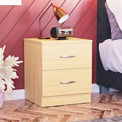 Vida Designs Nachtkastje met 2 laden van grenen met metalen handgrepen en geleiders