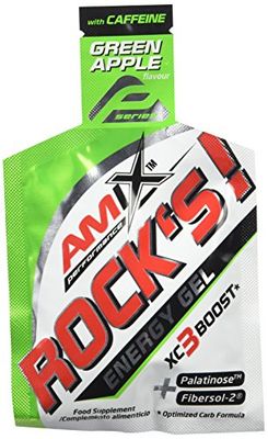 Amix - Rock´s Gel con Cafeína - Suplemento Alimenticio - Con Base de Carbohidratos - Proporciona Energía Instantánea - Nutrición Deportiva - 20 bolsitas de 32 gr