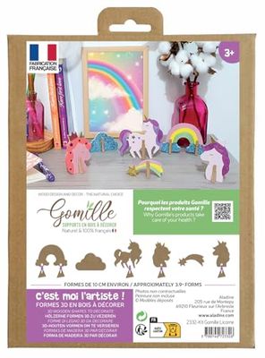 GOMILLE - Kit Unicorno - Forma in legno da montare - Giocattolo per bambini dai 3 anni in su, gioco costruzione creativa educativa - Made in France