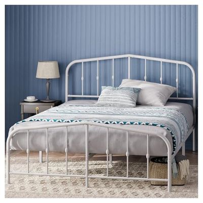 Zinus 30 cm Heidi - Estructura de cama con plataforma de metal con cabecero y pie de fusión, soporte para listones de acero, montaje fácil, 160 x 190 cm, color blanco