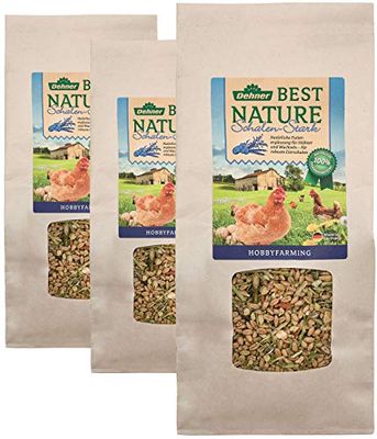 Dehner Best Nature kippen- en kwartelvoer, schaal-sterk, 3 x 1 kg (3 kg)