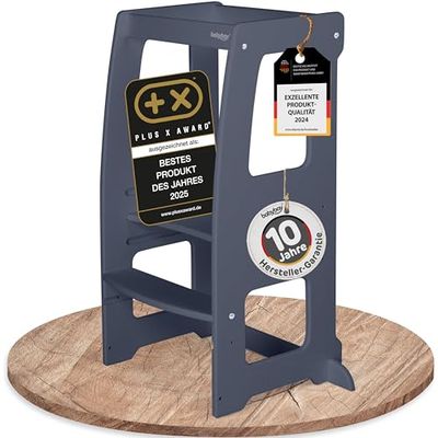 babybay Torre de Aprendizaje Littlefoot, máxima Seguridad antivuelco Gracias a la Madera de Haya Maciza, fomento de la motricidad, Triple Altura Regulable, Entrada ergonómica, Orificio para Asas de