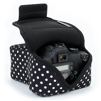 USA GEAR Custodia Per Fotocamera Digitale DSLR/Custodia Per Fotocamera SLR con Protezione In Neoprene, Cinghia Per Cintura e Accessori - Pois