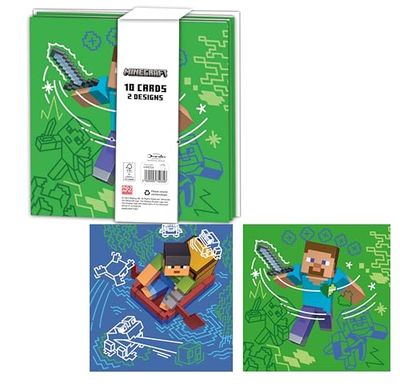 Danilo Promotions LTD Paquete de 10 Tarjetas de invitación para Fiestas de cumpleaños de Minecraft, Tarjetas de Agradecimiento, 2 diseños
