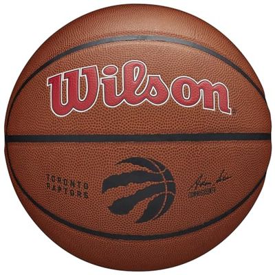 Wilson Pallone da Basket NBA TEAM COMPOSITE BSKT, Utilizzo Indoor/Outdoor, Pelle Composita, Misura 7, Marrone (Toronto Raptors)