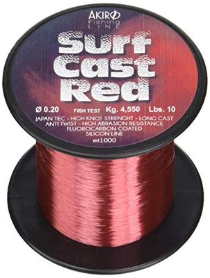 Akiro Surf Cast Unisex Fishing Line - Adult, Red, 0.23 mm