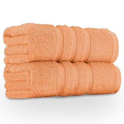 GC GAVENO CAVAILIA Large Bath Sheet 2 Pack - 100% Egyptian Cotton - Highly Water Absorbent & Quick Dry Extra Large Towels - Easycare & Durable - Peach