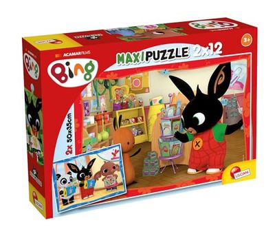 Liscianigiochi, Maxi Puzzle pour enfants à partir de 3 ans, 2 x 12 pièces - BING à l'école -81233