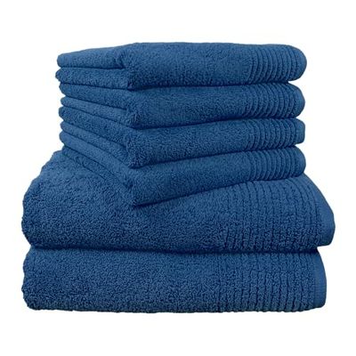 Dyckhoff 0410996445 Ensemble de Toilette avec 4 essuie-Mains 50 x 100 cm et 2 Serviettes de Bain 70 x 120 cm Bleu