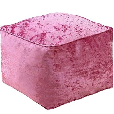 iStyle Mode Crush Velvet Square Shape Bean Bags Indoor Seating Footstools Foot Rest Stool Pouffe Ottoman 40 x 40 x 30cm (Pink)
