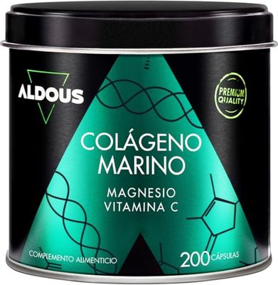 Collagène Marin - Type 1 et 3 Breveté Naticol® - 200 gélules avec Magnésium, Vitamine C - Cheveux, Peau, Ongles, Os et Articulations - Collagene Marin Gelules, Peptides de Collagène Hydrolysé - ALDOUS