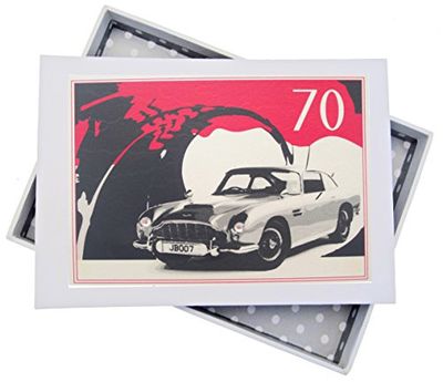 White Cotton Cards 70th Birthday, Mini Photo Album, Classic Car, Wood, 12.5 x 17.5 x 2.5 cm