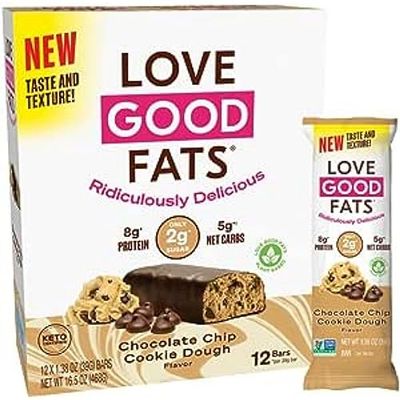 Love Good Fats Chocolate Chip Cookie Dough Plant Based, Count-12, 468 g