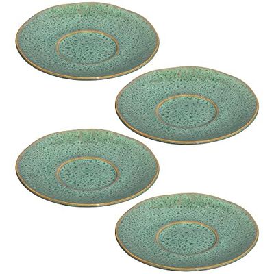 LEONARDO HOME 018593 MATERA Lot de 4 soucoupes en céramique, vertes, 15 cm