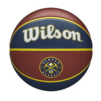 Wilson Pallone da Basket NBA TEAM TRIBUTE BSKT, Utilizzo Outdoor, Gomma, Misura 7, Rosso/Blu (Denver Nuggets)