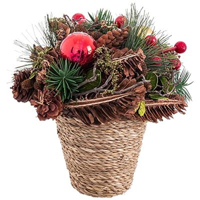 Vaso Natale Vimini Completo 22 cm