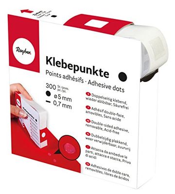 Rayher 30056000 Pack of 300 Self-Adhesive Dots for Scrapbooking, Card Making and Papercraft, Double-Sided Glue Dots, Removable, Diameter 5 mm, Clear
