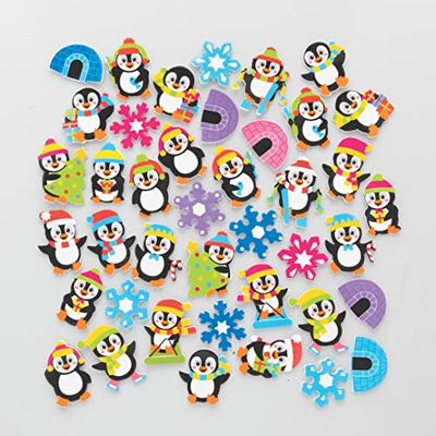 Baker Ross FC249 Autocollant Enfant en Mousse motif Pingouin - Lot de 200, Autocollants pour Enfants, Stickers Scrapbooking, Scrapbooking Accessoires, Loisir Creatif Enfant