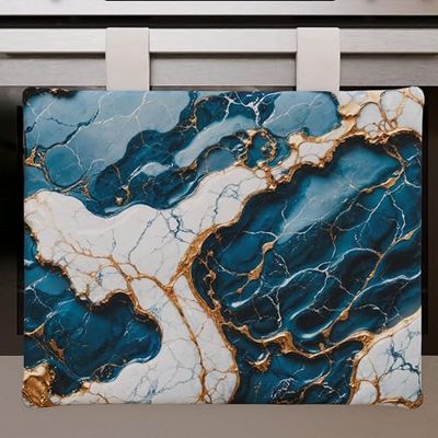 PETTI Artigiani Italiani - Copriforno Cucina Moderno Effetto Marmo Blu, Copri Forno da Cucina 40x50 cm, 100% Made in Italy