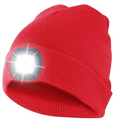 LIGHTOUSE: kap met oplaadbare led-koplamp. Rood