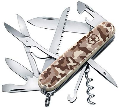 Victorinox Huntsman, Navaja Multiuso Suiza, Cuchillo bolsillo, Regalo, 15 Funciones, Hoja grande, Sacacorchos