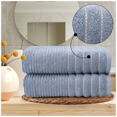 2-Pack Bath Towels - 100% Egyptian Cotton, 650 GSM - Ultra Soft, Highly Absorbent & Quick Dry - Luxury Bathroom Towels, Washable Bath Towels for Bath, Hotel & Gym (70x120 cm) - Charcoal