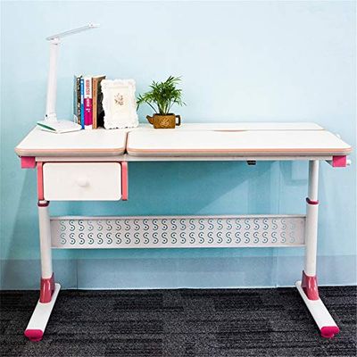 Sunsamy Barn Skrivbordsstol och Bord Set - Lutande Arbetsstation för Konst och Arbetsrum - Höjdjusterbar (Rosa, 120 cm x 60 cm)