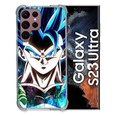 Cokitec Cover in vetro temperato per Samsung Galaxy S23 Ultra Manga Dragon Ball Gogeta Face