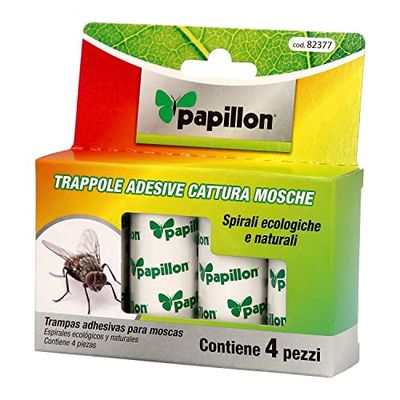 PAPILLON Trampa Para Moscas (4 Unidades) Atrapamoscas, tiras atrapamoscas, tiras atrapadoras de moscas, tiras pegamento moscas/insectos