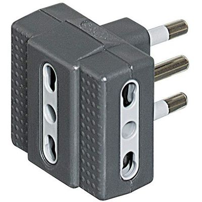 BTicino S3604G Kit Adaptateur Tris, 3 Prises bipasso, 10/16 A et fiche 16 A, Blister 90 x 122 mm, Anthracite