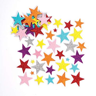 Baker Ross Autocolantes de estrelas de espuma com purpurinas (embalagem de 150) para decorar cartões, colagens e artesanato infantil