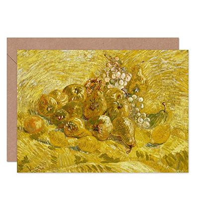 Vincent Van Gogh Quinces Lemons Pears Grapes Fruit Fine Art Greeting Card Plus Envelope Blank Inside Fruta