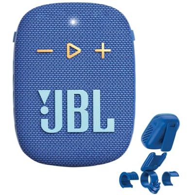 JBL Wind 3S Mini Enceinte Bluetooth Portable avec Bass Boost de Harman Kardon - Haut-Parleur avec Clip pour Sport, Outdoor, vélo, Scooter et Moto - Étanche IP67 - Bleu