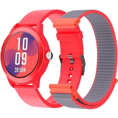 SPC Smartee Duo Vivo – Smartwatch Reloj Inteligente Color Rojo con Correa Intercambiable, Esfera Redonda de Alta definición 1.27”, Llamadas Bluetooth, 8 días batería, 100 Deportes, IP68