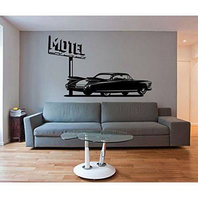 Stickers Cadillac et Motel - Violet, L 50cm x H 30cm