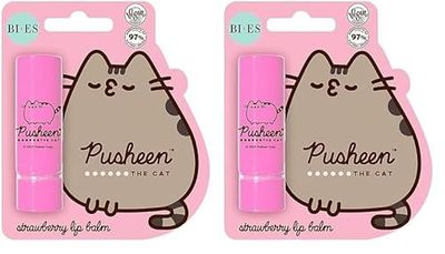 Pusheen The Cat Strawberry Flavour Lip Balm, Natural and Vegan Lip Balm for Kids (Pack of 2)