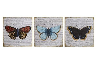 Premier Housewares Wooden MDF Home Decor Accessories Hallway Decor Quotes Plaques Butterfly Wall Plaques With Quotes Set of 3 20 X 20 X 1 Cm