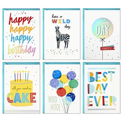 Hallmark födelsedagskort sortiment, 24 kort med kuvert (regnbågsbokstäver, bästa dagen någonsin)