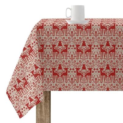 BELUM | Christmas Tablecloth | Stain-Resistant Rectangular Table Cloth | Resin Tablecloth (Laminated Feel) | Table Cloth | Home Table Cloth (100 x 140 cm)