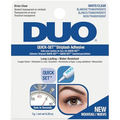 Duo Quick Set Clear Lash Glue, Striplash Adhesive, Latex Free, Rapid Dry, Easy Use, Dries Clear, False Eyelash Glue, 7 g, (Pack of 1)