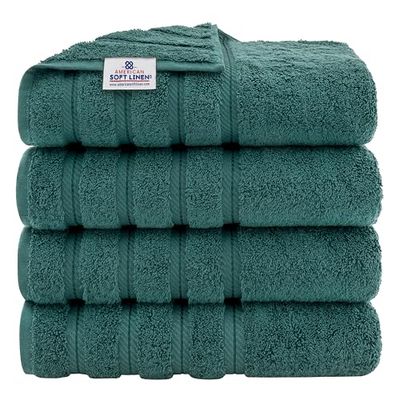American Soft Linen Premium, Turkse katoenen handdoekenset, luxe hotel- en spa-kwaliteit voor maximale zachtheid en absorptie (4-delige badhanddoekenset, koloniaal blauw)
