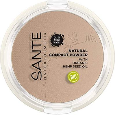 SANTE Naturkosmetik Natural Compact Powder 02 neutralny beż, idealny do jasnych i średnich odcieni skóry, matowy i utrwalony przez długi czas, zapewnia naturalny blask, z ekologicznym olejkiem z