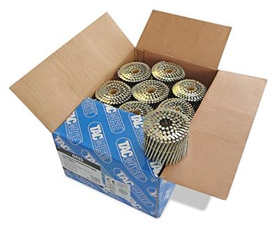 Tacwise 0433 Pregos em bobina plana galvanizados tipo 3,1 x 90 mm, ponta diamante, haste anelada, inclinada a 16°, enrolada com fio, embalagem de 4000