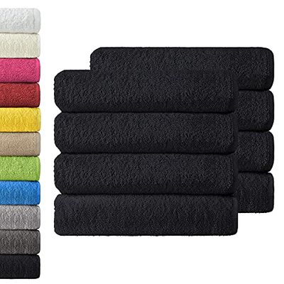 NatureMark Lot économique de 8 Serviettes éponge, 50 x 100 cm, 100% Coton, Noir
