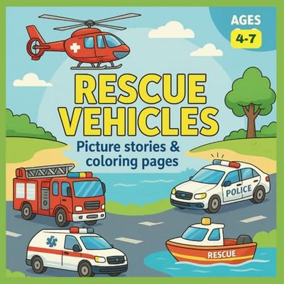 RESCUE VEHICULES: Picture stories and coloring pages