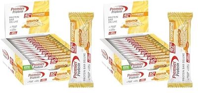 Premier Protein Bar Deluxe White Chocolate Vanilla 12x50g - Haute teneur en protéines + Hydrates de carbone réduits + Sans huile de palme, 25405401 (Lot de 2)